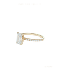 Emerald Cut Lab Grown Diamond Engagement Ring | Hidden Halo | Pave Signature Setting