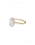 Oval Cut Lab Grown Diamond Engagement Ring | Hidden Halo | Cathedral Setting