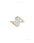 Oval Cut Lab Grown Diamond Engagement Ring | Hidden Halo | Wave Setting