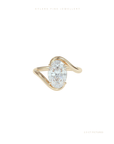 Oval Cut Lab Grown Diamond Engagement Ring | Hidden Halo | Wave Setting