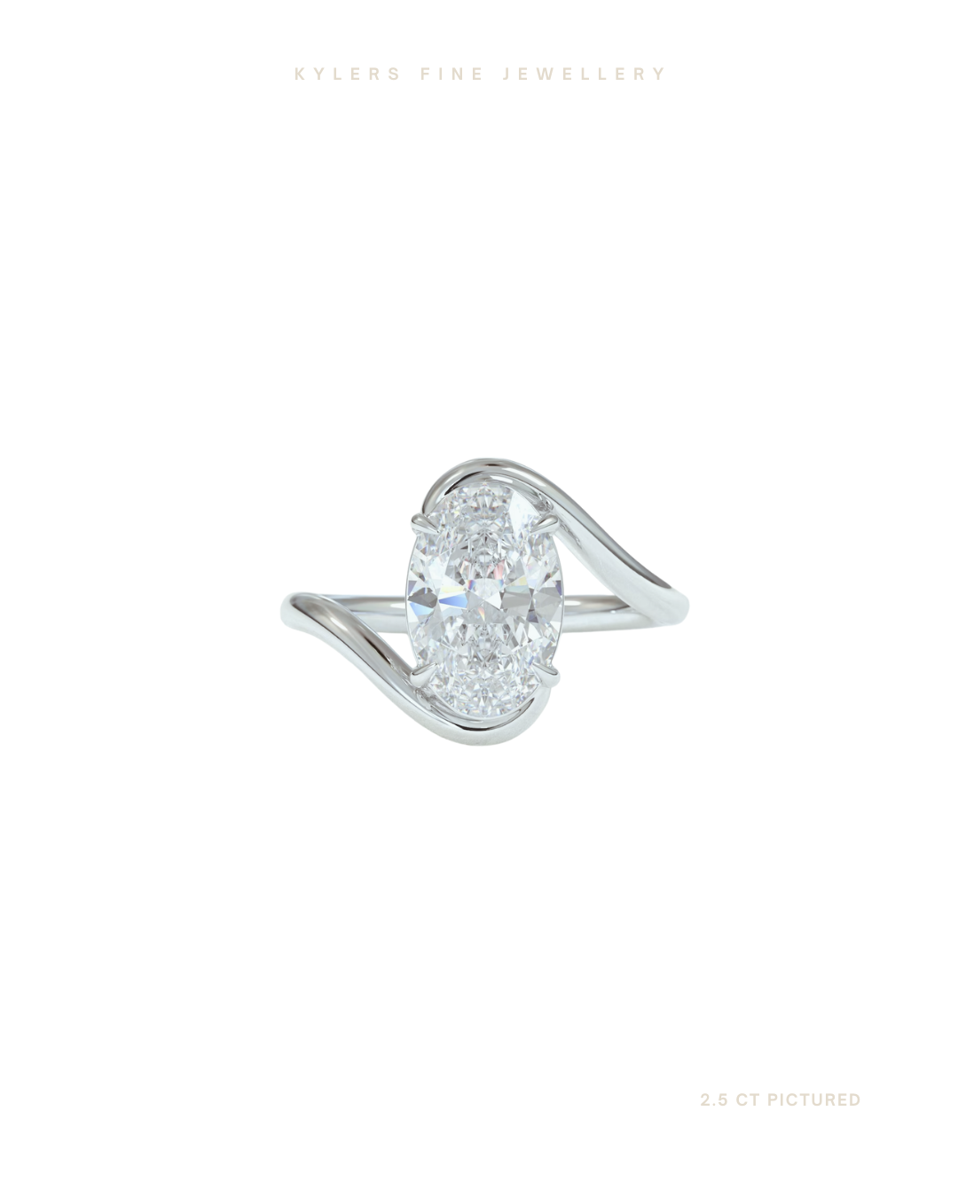 Oval Cut Lab Grown Diamond Engagement Ring | Hidden Halo | Wave Setting