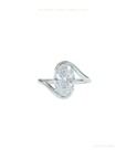 Oval Cut Lab Grown Diamond Engagement Ring | Hidden Halo | Wave Setting