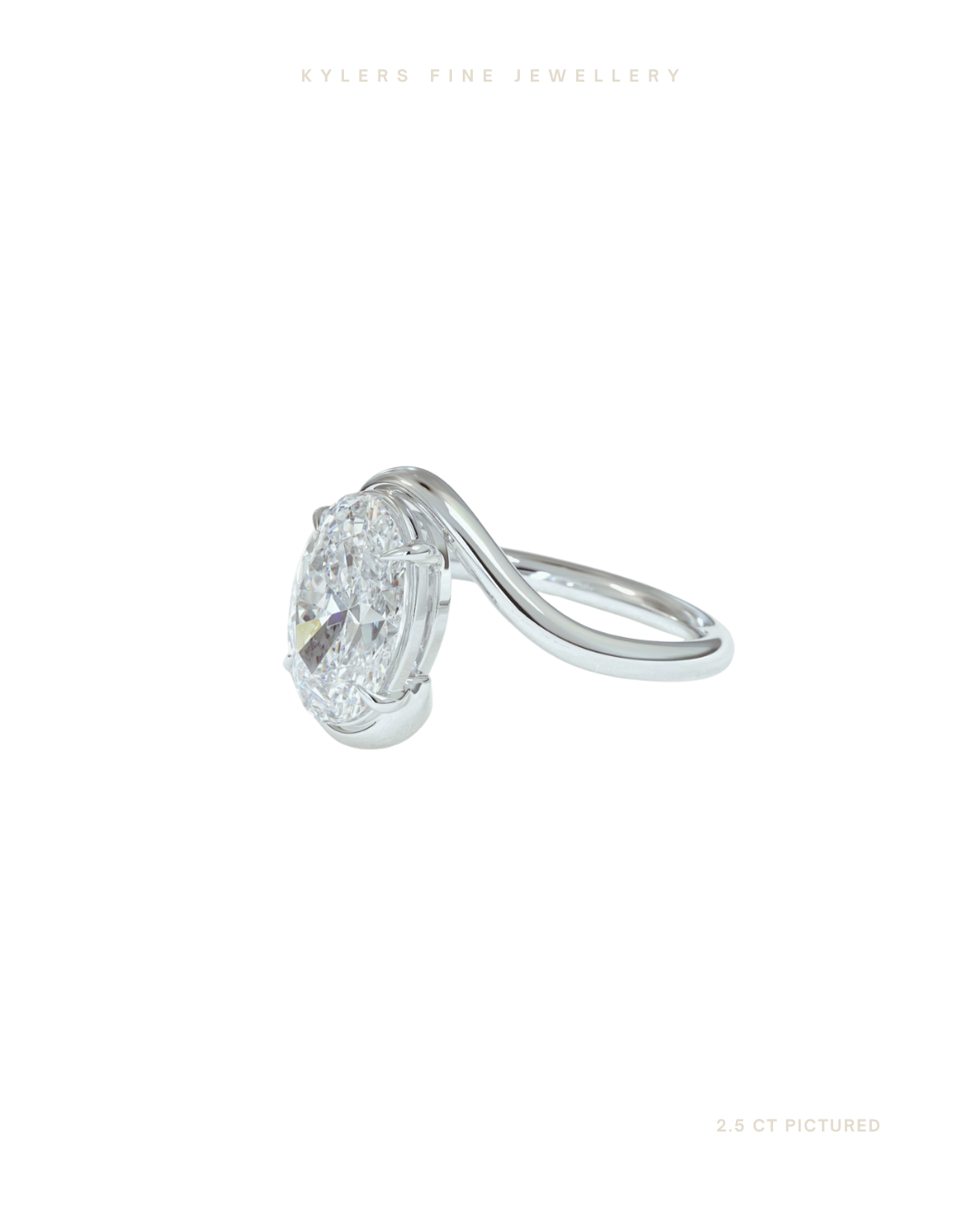 Oval Cut Lab Grown Diamond Engagement Ring | Hidden Halo | Wave Setting