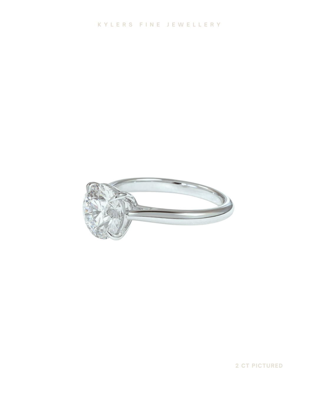 Round Cut Lab Grown Diamond Engagement Ring | Two Tone | Cathedral Setting