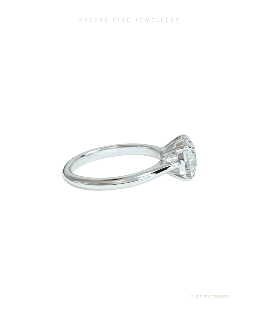 Round Cut Lab Grown Diamond Engagement Ring | Two Tone | Cathedral Setting