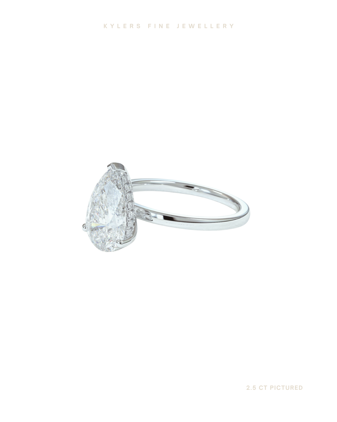Pear Cut Lab Grown Diamond Engagement Ring | Hidden Halo | Signature Setting