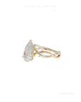 Pear Cut Lab Grown Diamond Engagement Ring | Hidden Halo | Floral Setting