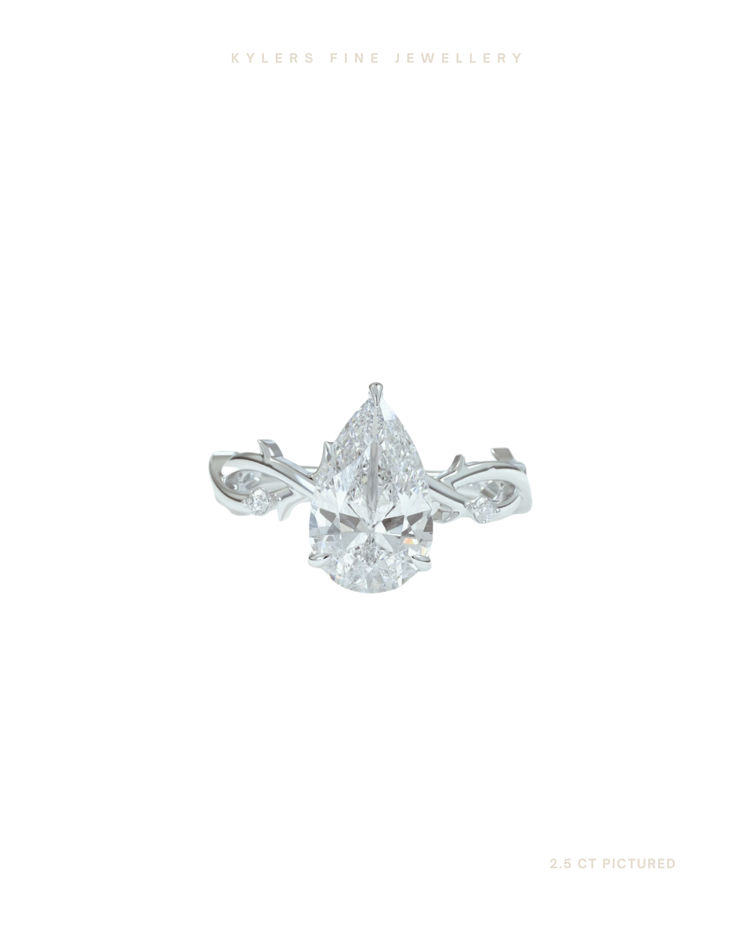 Pear Cut Lab Grown Diamond Engagement Ring | Hidden Halo | Floral Setting