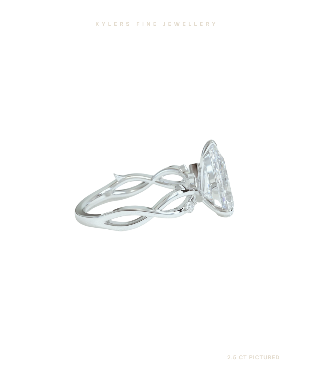 Pear Cut Lab Grown Diamond Engagement Ring | Hidden Halo | Floral Setting