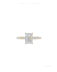 Emerald Cut Lab Grown Diamond Engagement Ring | Hidden Halo | Pave Signature Setting
