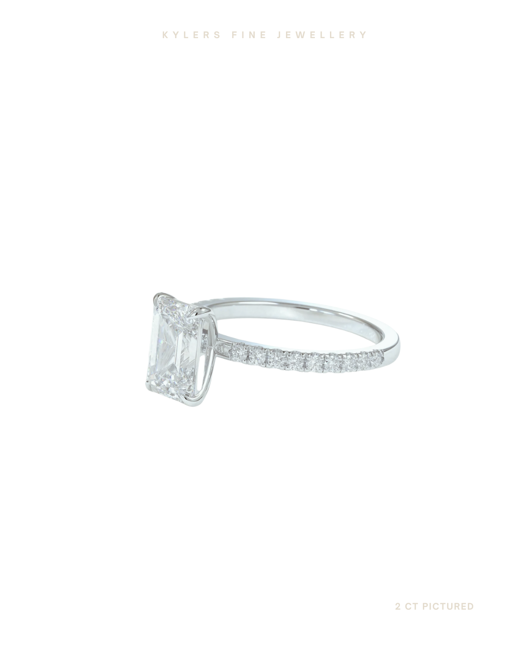 Emerald Cut Lab Grown Diamond Engagement Ring | Hidden Halo | Pave Signature Setting