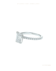 Emerald Cut Lab Grown Diamond Engagement Ring | Hidden Halo | Pave Signature Setting