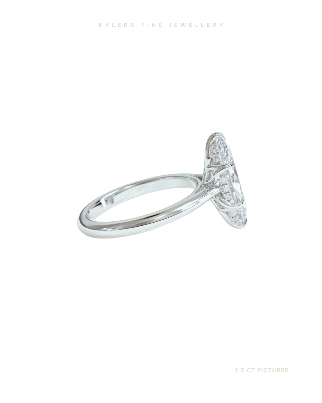 Marquise Cut Lab Grown Diamond Engagement Ring | Hidden Halo | Tulip Setting